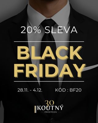 BLACK FRIDAY je tu! Sleva 20% bude probíhat od 28.11. do 4.12., tak si ji nenechte ujít. Na e-shopu máme kód BF20....